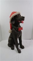 Resin Figurine-Dog w/Santa Hat