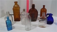 Assortment of Glass Bottles, Blue Glass(some Vntg)