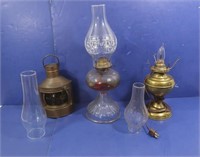 Vintage Oil Lamps & Glass Globes