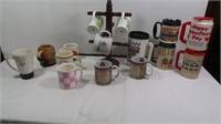 Coffee Mugs & Stand & Adv Plastic Travel Cups