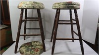 3 Wooden Counter Stools w/Padded Seats-27"H