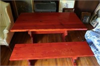 Wooden Trellis Table w/Bench