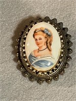 Limoges Painted Porcelain Pin