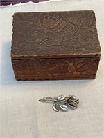 Wood Flower Box with Sterling Pendant