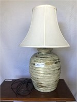 Composite mid Century modern lamp with silk shade