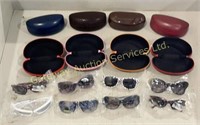 8 Pairs Sunglasses, 4 Hard and 4 Soft Cases