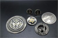 Mexican Sterling pins, brooches & cufflinks - 80gt