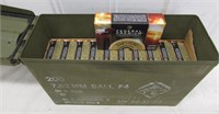 Military ammo can containing (11 boxes) Federal