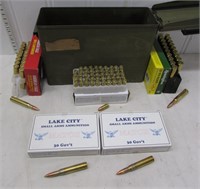 Military ammo can containing assorted ammunition