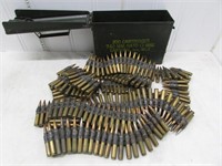 Military ammo can filled with assorted linked