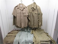 Large grouping of US khaki uniform tops, some