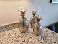 3PC METAL PINEAPPLE CANISTERS