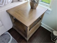 TAN WOOD END TABLES