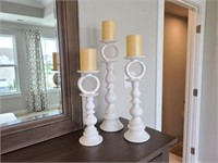 3PC IVORY CANDLE HOLDERS