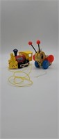 Vintage Fisher Price Queen Buzzy Bee Pull Toy &