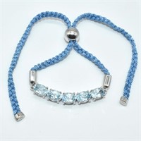 $300 Silver Blue Topaz(5.4ct) Bracelet
