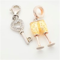 $180 Silver CZ Set Of 2 Charms