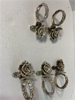 5 Fancy Heavy Floral Napkin Ring Holders
