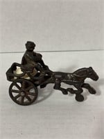 Vintage Small Iron Horse w/Cart & Rider