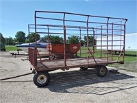 9' x 16' Metal bale wagon w/John Deere running