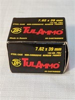 TulAmmo 7.62x39MM 20 Cartridges
Steel case