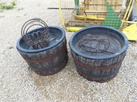 2 Wooden barrel planters