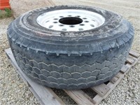 Firestone 385/65R 22.5 tire & 10 bolt alum rim