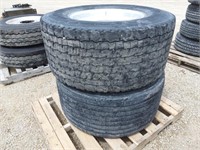 (2) Michelin 455/55R 22.5 tires & 10 bolt alum