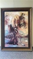 Xl Framed Golf Painted Canvas