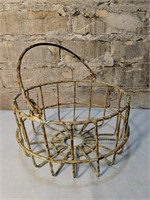 Antique Small Egg Basket Wire, Metal Handle 4.5"
