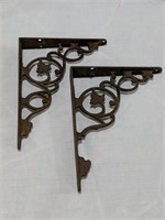2 Cast Iron Antique Style Floral Scroll Shelf