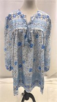 New Womens Flowy Tunic Dress Sz Xl Blue/white