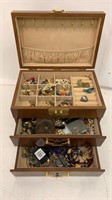 Wood Jewelry Box W/ Jewelry