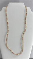 Beaded Necklace Pink White And Gold