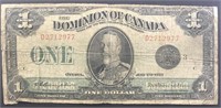 1923 $1 Dominion of Canada Note - Black Seal