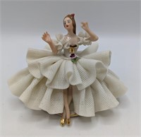 Vintage Dresden Porcelain Mini Lace Lady Figurine