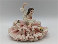 Vintage Dresden Porcelain Mini Lace Lady Figurine