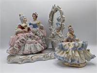 Two Vintage Dresden Porcelain Lace Figures