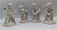 Four Piece Dresden Porcelain Cherub Band Figurines