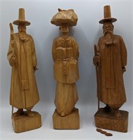 Three Vintage Wood Carved Figures