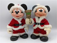 Two Vintage Arco Mickey Mouse Santa Claus Dolls