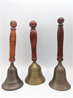 Three Vintage Brass School Bells