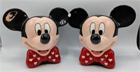 Two Vintage Mickey Mouse Head Vases