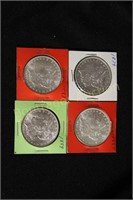 4 MORGAN SILVER DOLLARS 1879, 2- 1887, 1889