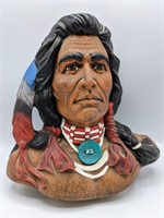 Hand Painted Native American Bust