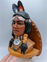 Hand Painted Native American Bust w/Shelf