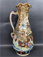 Tall Antique Japanese Satsuma Pitcher Vase