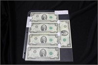9 UNCIRCULATED $2 FEDERAL RESERVE NOTES