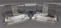 Art Deco Etched Glass Bookends