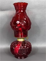 Vintage Moon & Stars Ruby Red Oil Lamp